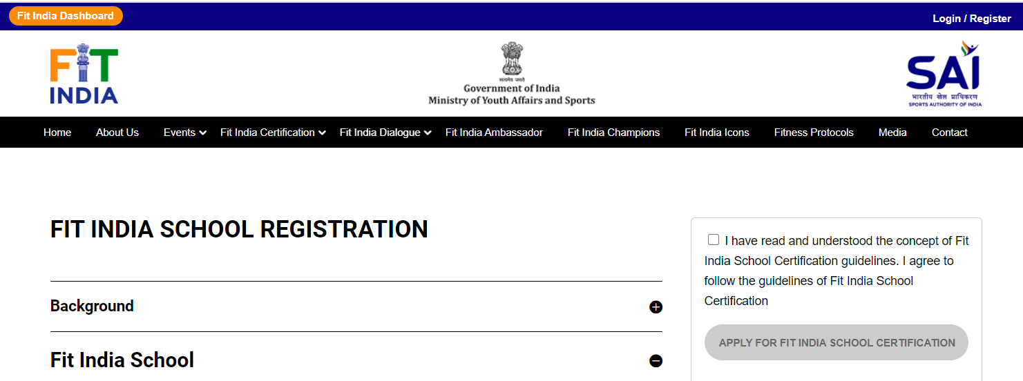 Fit India movement Registration