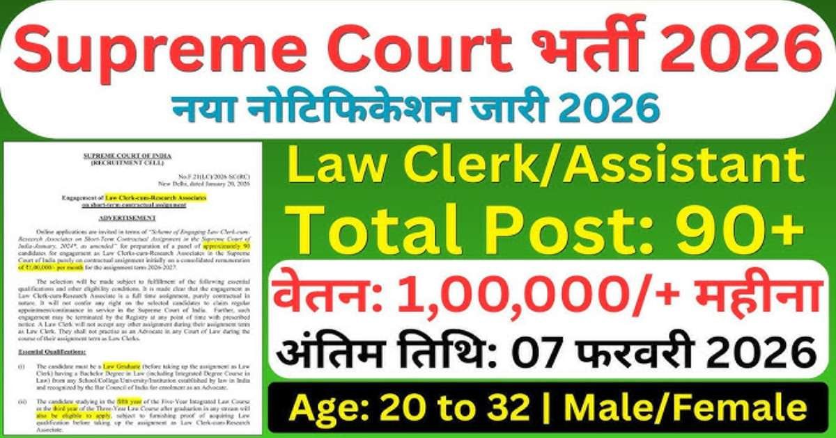SCI Law Clerk Recruitment 2026
